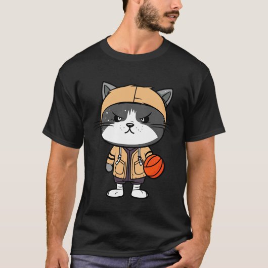 バスケットボールねこ Tシャツ (正面)