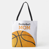 バスケットボールのお母さんのレトロのパーソナライズで粋なオレンジ トートバッグ (正面)
