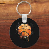 バスケットボールのアートワークカラフルフープ水 キーホルダー (正面)