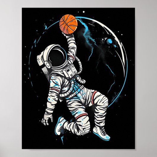 バスケットボールのアートワーク選手のドラ宇宙飛行士 ポスター (正面)
