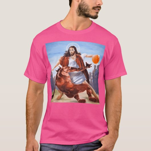 バスケットボールのイエス対悪魔 Tシャツ (正面)