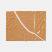 バスケットボールのオレンジと白のコートのライン フリースブランケット (正面(横))