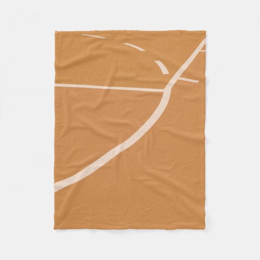 バスケットボールのオレンジと白のコートのライン フリースブランケット (正面)