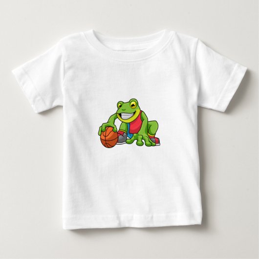 バスケットボールのカエル ベビーTシャツ (正面)