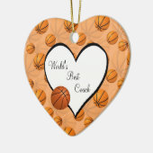 バスケットボールのクリスマスのハートのオーナメント セラミックオーナメント (左)