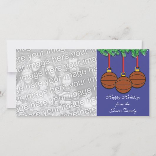 バスケットボールのクリスマスの写真カード シーズンカード (正面)