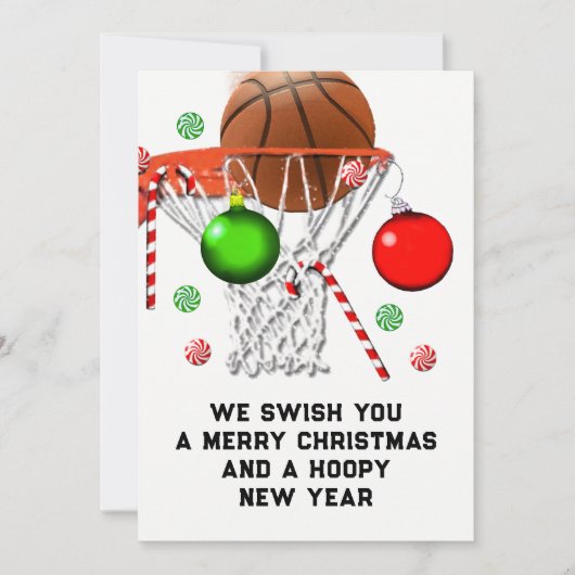 バスケットボールのクリスマス シーズンカード (正面)