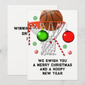 バスケットボールのクリスマス シーズンカード (正面/裏面)