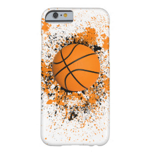 バスケットボールのグランジなペンキの（ばちゃばちゃ）跳ねるのオレンジ黒のカッコいい BARELY THERE iPhone 6 ケース