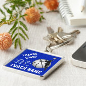 バスケットボールのコーチがあなたのテキストと色をキーチェーンで結ぶ キーホルダー (側面)