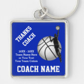 バスケットボールのコーチがあなたのテキストと色をキーチェーンで結ぶ キーホルダー (正面)