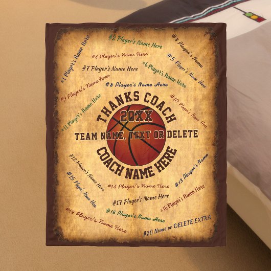 バスケットボールのコーチに贈り物を贈るプレイヤー全員 フリースブランケット