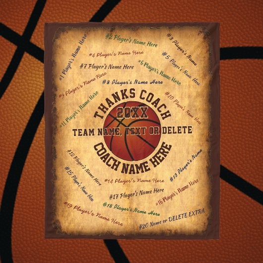 バスケットボールのコーチに贈り物を贈るプレイヤー全員 フリースブランケット