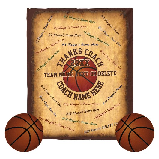 バスケットボールのコーチに贈り物を贈るプレイヤー全員 フリースブランケット