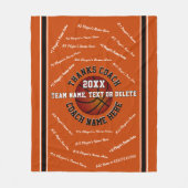 バスケットボールのコーチのためのオレンジ白く黒いプレゼント フリースブランケット (正面)