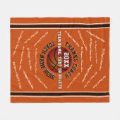 バスケットボールのコーチのためのオレンジ白く黒いプレゼント フリースブランケット (正面(横))