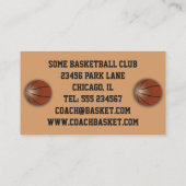 バスケットボールのコーチのカスタムな名刺 名刺 (裏面)