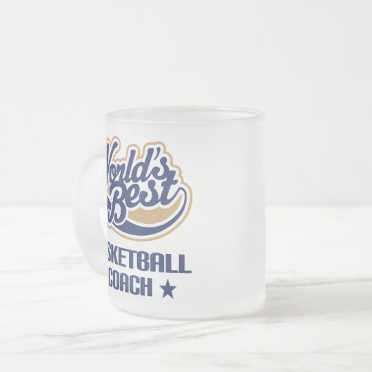 バスケットボールのコーチのギフト(世界のベスト) フロストグラスマグカップ (正面左)