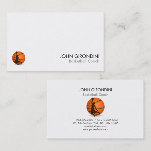 バスケットボールのコーチのトレーナーのモダンで粋な紫外線マット 名刺 (正面/裏面)