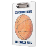 バスケットボールのコーチのパーソナライズなクリップボード クリップボード (左)