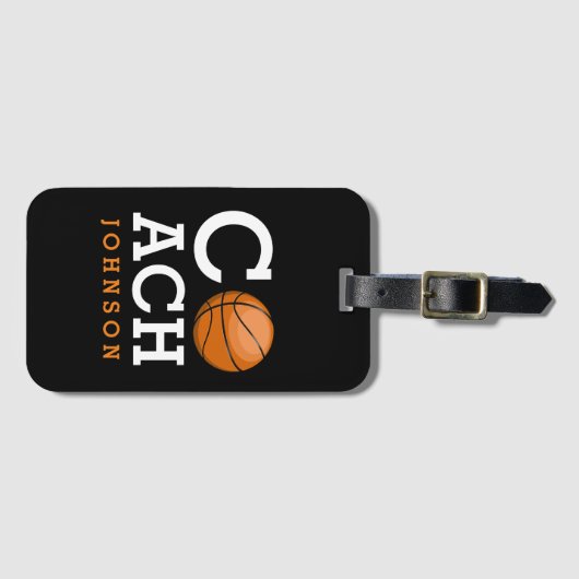 バスケットボールのコーチの名前をカスタムする ラゲッジタグ (正面横)
