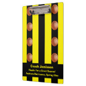 バスケットボールのコーチストライプの黒と黄の クリップボード (左)