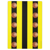 バスケットボールのコーチストライプの黒と黄の クリップボード (裏面)