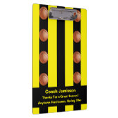 バスケットボールのコーチストライプの黒と黄の クリップボード (右)