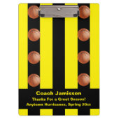 バスケットボールのコーチストライプの黒と黄の クリップボード (正面)