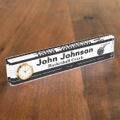 バスケットボールのコーチ| DIYの名前 デスクネームプレート (側面)