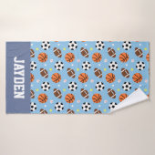 バスケットボールのサッカーボールのスポーツパターン バスタオル (バスタオル)