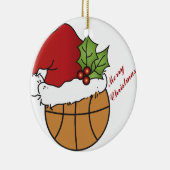バスケットボールのサンタ・クリスマスハット セラミックオーナメント (右)