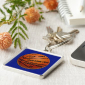 バスケットボールのシニアナイトがテキストと色を贈る キーホルダー (側面)