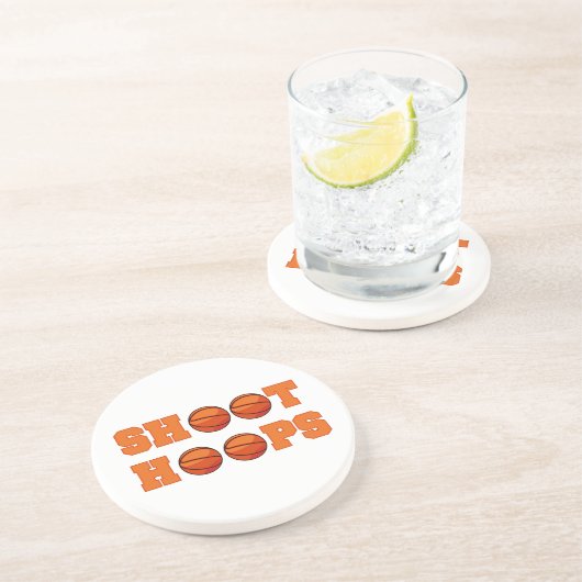 バスケットボールのシュートのバスケのTシャツおよびギフト コースター (側面)