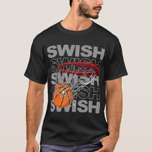 バスケットボールのスウィッシュ Tシャツ (正面)