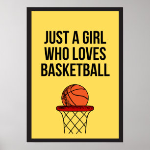 バスケットボールのダークイエロースポーツが大好きな女の子 ポスター