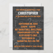 バスケットボールのチャルクボード第5回誕生日パーティー 招待状 (裏面)