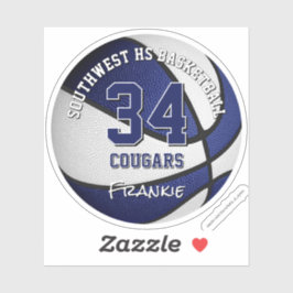 バスケットボールのチームカラーの子供たちは青い白の名前 シール