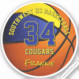 バスケットボールのチームカラーの子供の名前ブルー金ゴールド シール