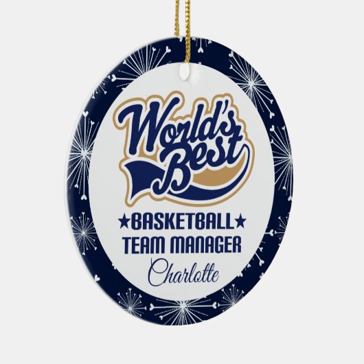 バスケットボールのチームマネージャーのギフト セラミックオーナメント (右)