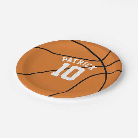 バスケットボールのテーマのパーティー ペーパープレート (アングル)