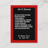 バスケットボールのトレーディングカード、赤いLgの名刺のサイズ 名刺 (裏面)