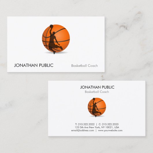 バスケットボールのトレーナーのコーチのプロフェッショナルのテンプレート 名刺 (正面/裏面)