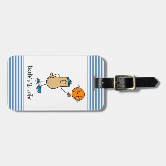 バスケットボールのナットのTシャツおよびギフト ラゲッジタグ (正面横)