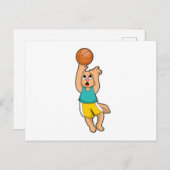 バスケットボールのネコ ポストカード (正面/裏面)