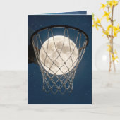 バスケットボールのネットに満月 カード (黄色い花)