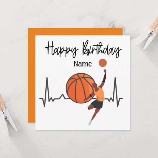 バスケットボールのハッピーバースデーをプレイヤーと一緒にプレイ カード (正面/裏面インサイチュ)
