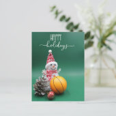 バスケットボールのハッピーホリデーと雪だるま選手 シーズンポストカード (スタンド正面)