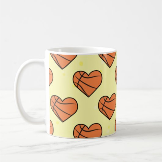 バスケットボールのハートの形状 コーヒーマグカップ (左)