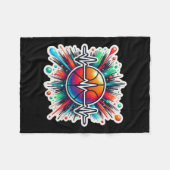 バスケットボールのハートビートシール – スポーツに最適 フリースブランケット (正面(横))